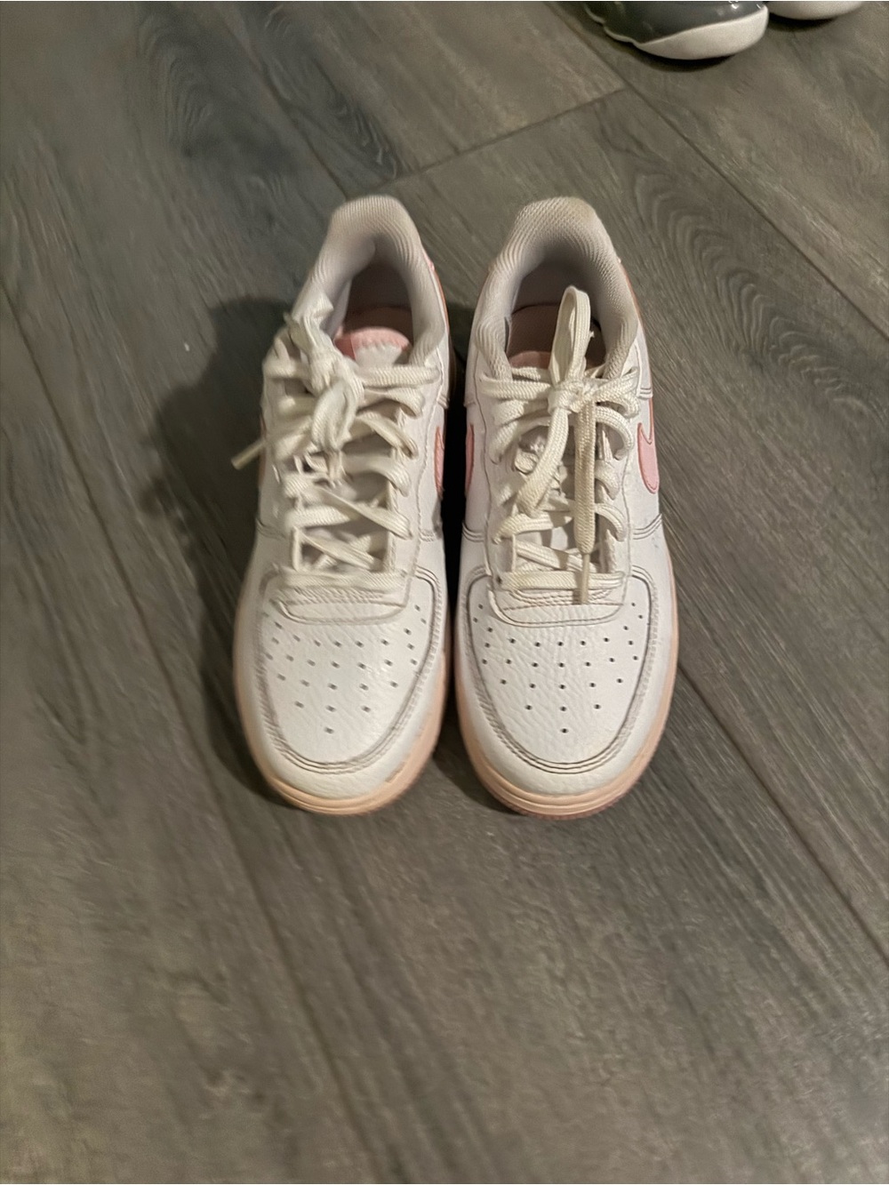 Nike Kids White and Pink Air Force 1